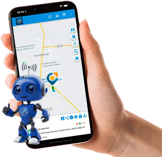 Aplicativo 4G rastreamento com robô na frete